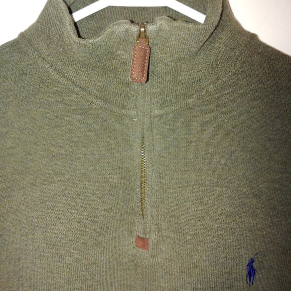 Polo Ralph Lauren 1/4 Zip Long Sleeves Mockneck Pullover Sweater Sz M Green - Picture 5 of 9